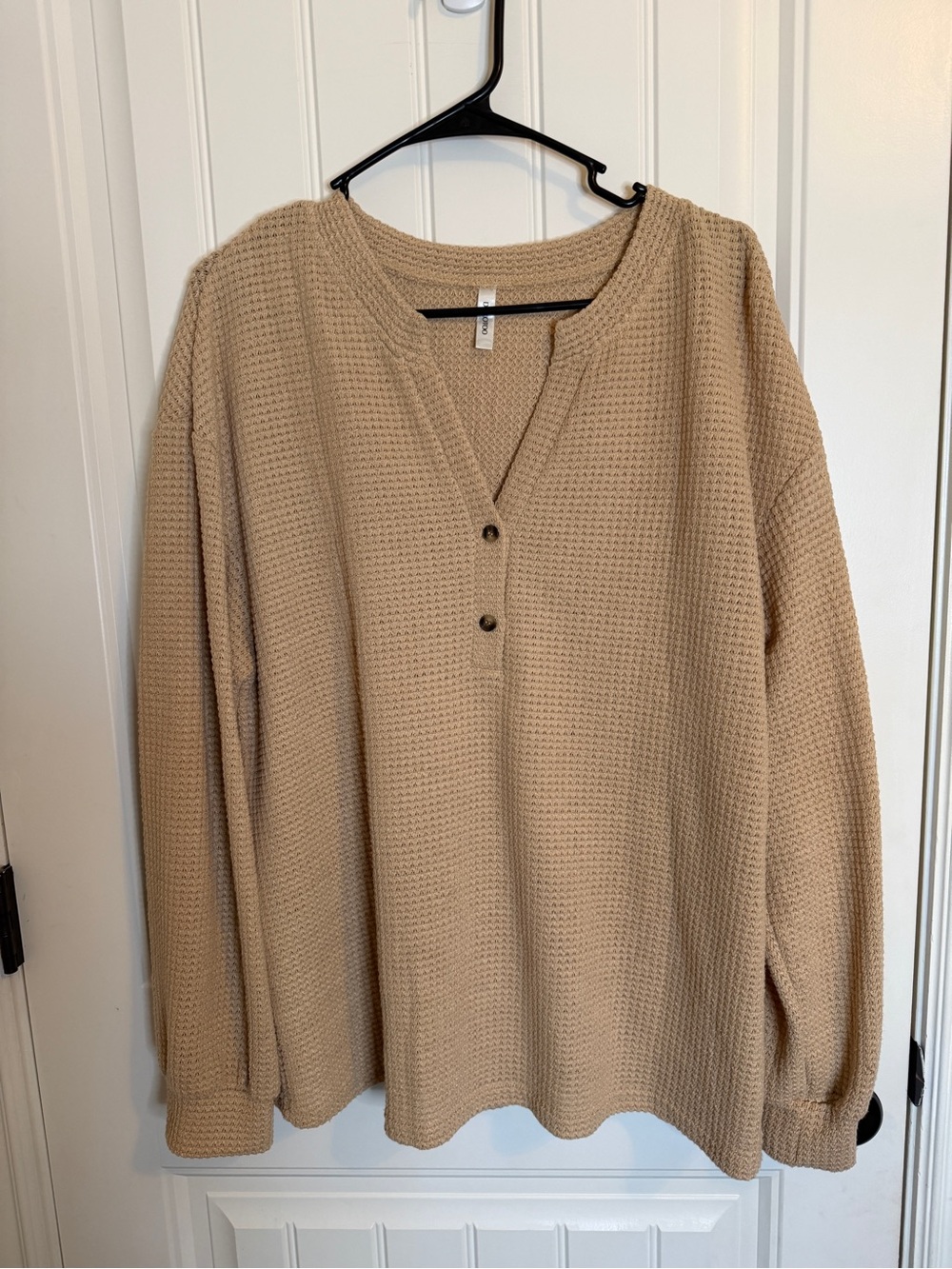 Dokotoo Beige Waffle Knit Henley
